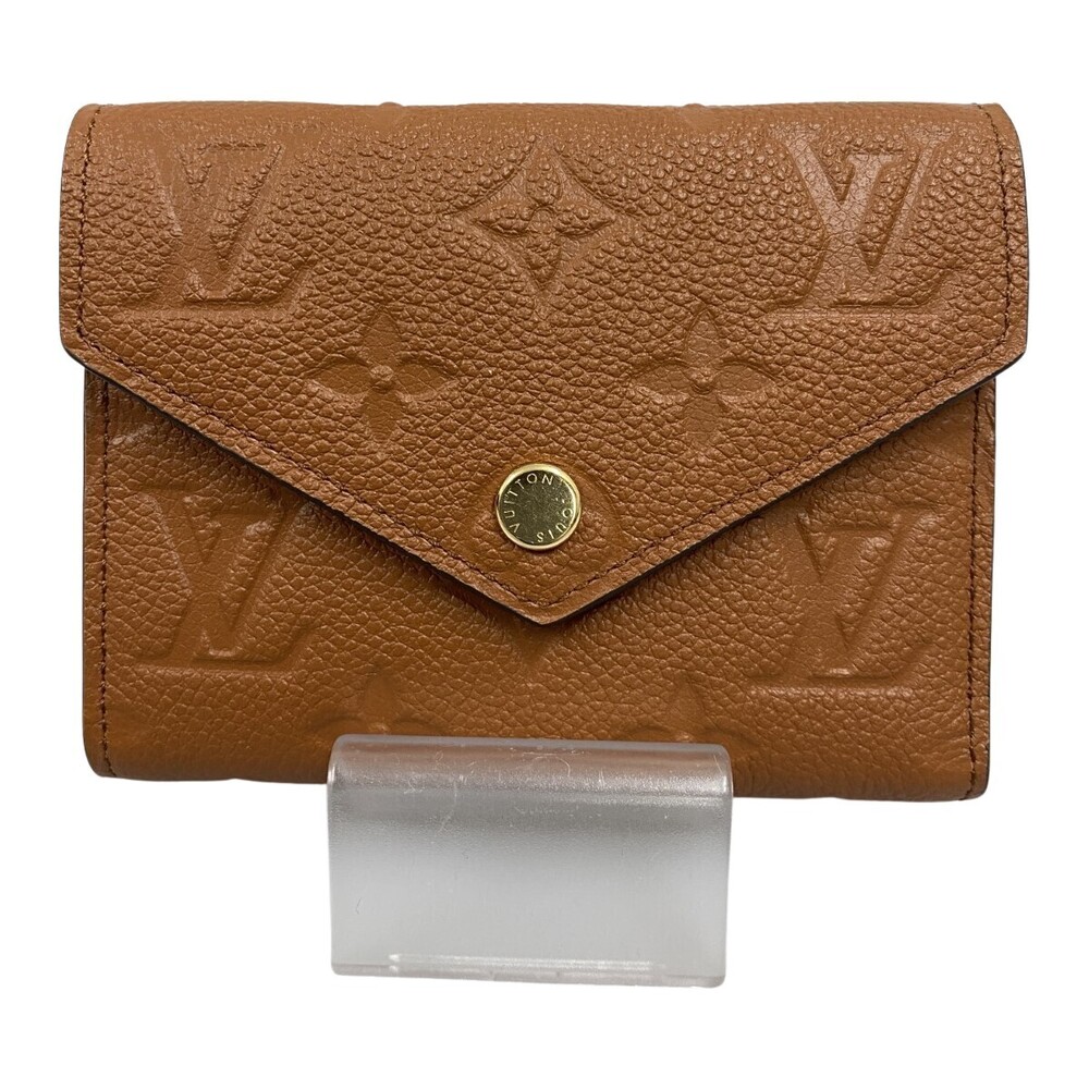 Louis Vuitton Monogram Empreinte Portefeuille Victorine Tri fold Wallet Cognac